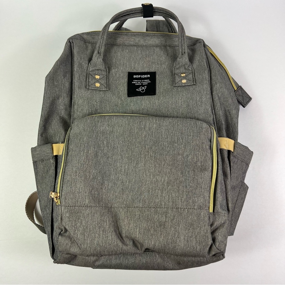 Aofider Gray with Gold accents Diaper Bag Backpack Like New Cond. - Picture 2 of 7